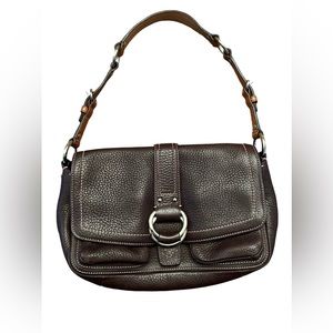 🌸Coach🌸pebble leather bag. Brown and pink stitching